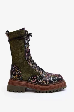 Best Maciejka Damskie Skórzane Botki Workery 06203-09 Multikolor