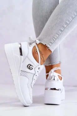 Damskie buty S.Barski Sneakersy Damskie*Damskie Skórzane Buty Sportowe Sneakersy Białe Loissa