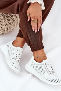 Hot Buty damskie Vinceza Damskie Skórzane Buty Sportowe Vinceza 79532 Białe