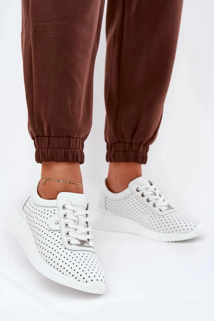 Hot Buty damskie Vinceza Damskie Skórzane Buty Sportowe Vinceza 79532 Białe