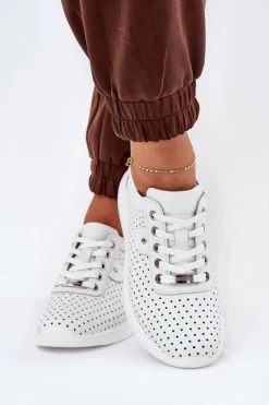 Hot Buty damskie Vinceza Damskie Skórzane Buty Sportowe Vinceza 79532 Białe