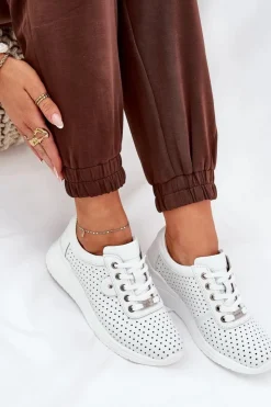 Hot Buty damskie Vinceza Damskie Skórzane Buty Sportowe Vinceza 79532 Białe