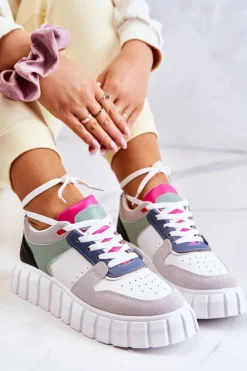 Best Boto Damskie Skórzane Buty Sportowe Biało-Szare Florentine