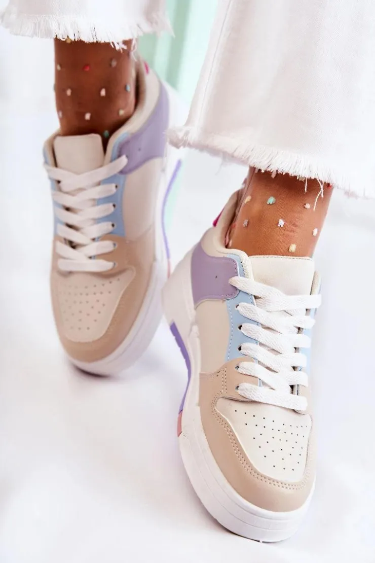 Boto Damskie Skórzane Buty Sportowe Beżowe Francis