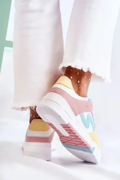 Boto Sneakersy Damskie*Damskie Skórzane Buty Sportowe Biało-Żólte Francis