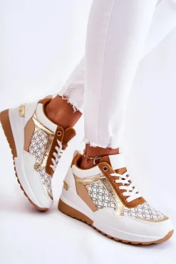 Damskie Boto Damskie Skórzane Buty Sportowe Na Koturnie Białe Catrine