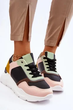 Damskie Boto Damskie Skórzane Buty Sportowe Na Platformie Czarno-Zielone Chaya