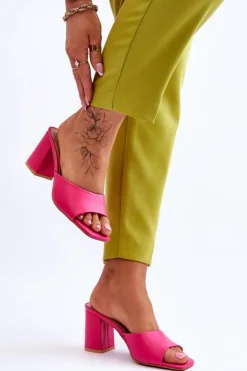 Sale Boto Damskie Skórzane Klasyczne Klapki Fuksja Loara