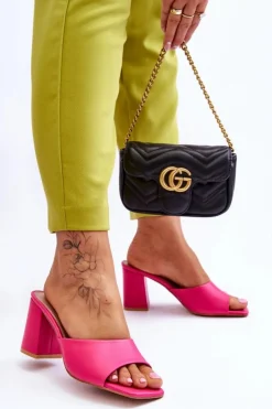 Sale Boto Damskie Skórzane Klasyczne Klapki Fuksja Loara