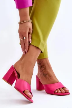 Sale Boto Damskie Skórzane Klasyczne Klapki Fuksja Loara