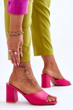 Sale Boto Damskie Skórzane Klasyczne Klapki Fuksja Loara