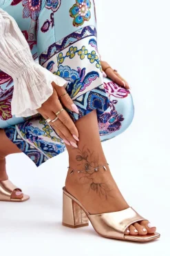 Boto Klapki Na Obcasie|Klapki Damskie Klasyczne*Damskie Skórzane Klasyczne Klapki Różowe Złoto Loara