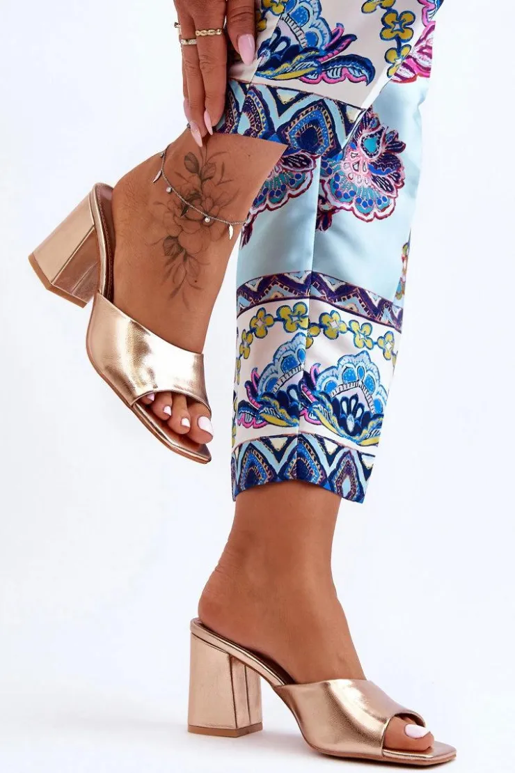 Boto Klapki Na Obcasie|Klapki Damskie Klasyczne*Damskie Skórzane Klasyczne Klapki Różowe Złoto Loara