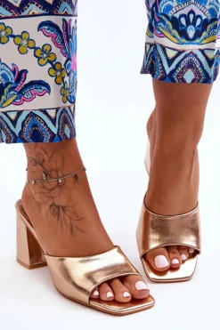 Boto Klapki Na Obcasie|Klapki Damskie Klasyczne*Damskie Skórzane Klasyczne Klapki Różowe Złoto Loara