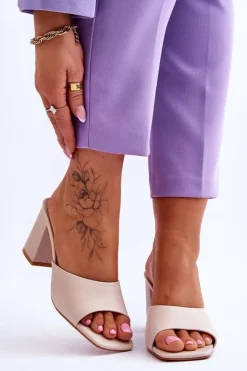 Damskie Boto Damskie Skórzane Klasyczne Klapki Beżowe Loara