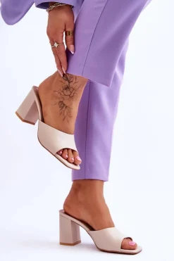 Damskie Boto Damskie Skórzane Klasyczne Klapki Beżowe Loara