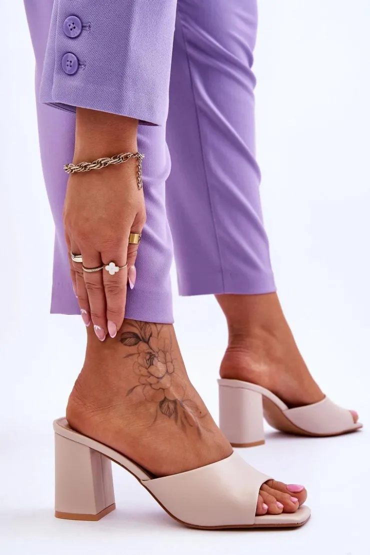 Damskie Boto Damskie Skórzane Klasyczne Klapki Beżowe Loara