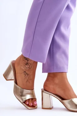 Clearance Boto Damskie Skórzane Klasyczne Klapki Złote Loara