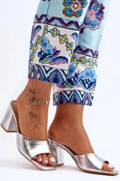 Damskie Boto Damskie Skórzane Klasyczne Klapki Srebrne Loara