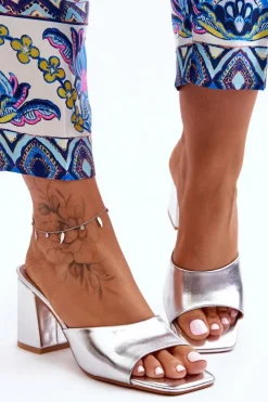 Damskie Boto Damskie Skórzane Klasyczne Klapki Srebrne Loara