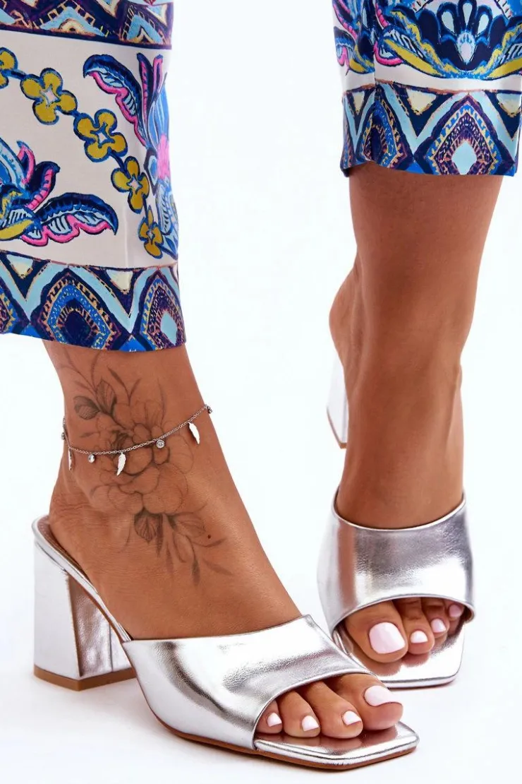 Damskie Boto Damskie Skórzane Klasyczne Klapki Srebrne Loara