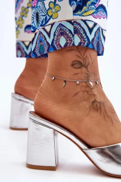 Damskie Boto Damskie Skórzane Klasyczne Klapki Srebrne Loara