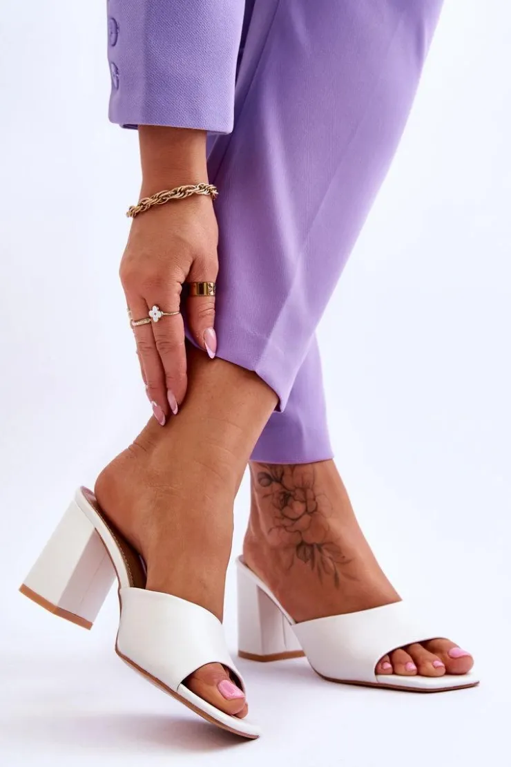 Boto Klapki Na Obcasie|Klapki Damskie Klasyczne*Damskie Skórzane Klasyczne Klapki Białe Loara