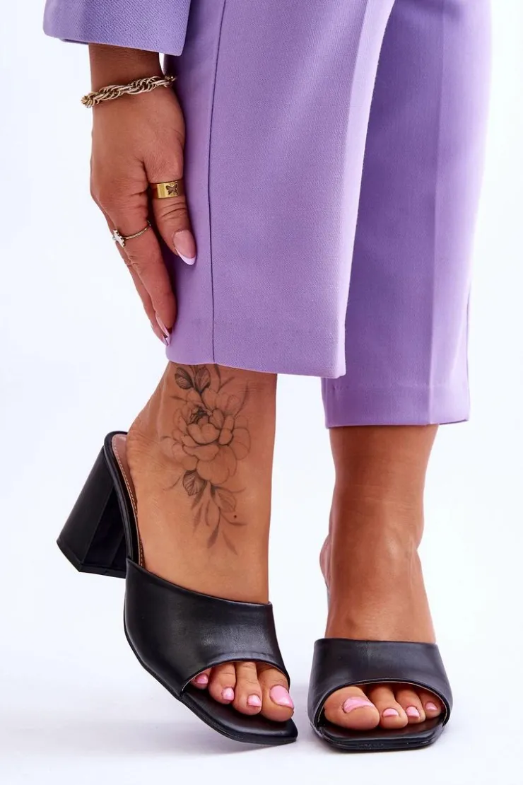 Boto Damskie Skórzane Klasyczne Klapki Czarne Loara