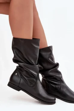 New Maciejka Damskie Skórzane Kozaki 05057-20 Czarne Czarny