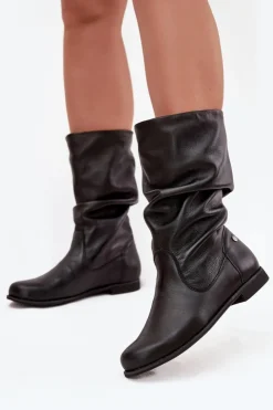 New Maciejka Damskie Skórzane Kozaki 05057-20 Czarne Czarny