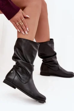 New Maciejka Damskie Skórzane Kozaki 05057-20 Czarne Czarny