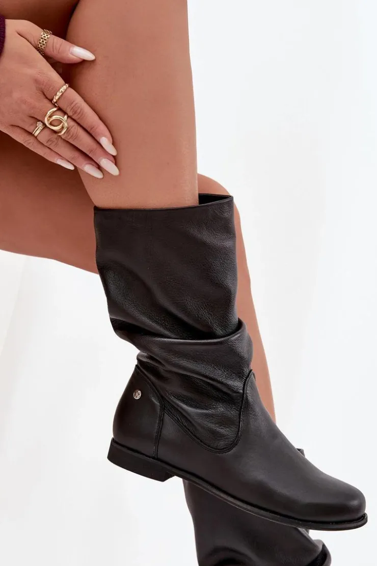 New Maciejka Damskie Skórzane Kozaki 05057-20 Czarne Czarny