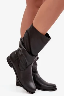 New Maciejka Damskie Skórzane Kozaki 05057-20 Czarne Czarny