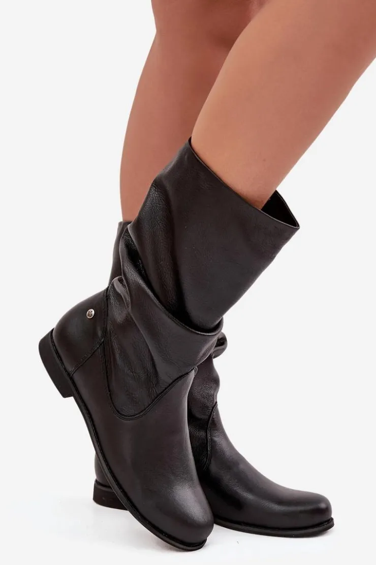 New Maciejka Damskie Skórzane Kozaki 05057-20 Czarne Czarny