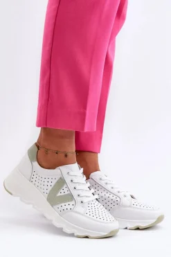 Hot Buty damskie Vinceza Damskie Skórzane Lekkie Buty Sportowe Białe Eleonori Biały