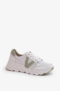 Hot Buty damskie Vinceza Damskie Skórzane Lekkie Buty Sportowe Białe Eleonori Biały