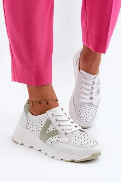 Hot Buty damskie Vinceza Damskie Skórzane Lekkie Buty Sportowe Białe Eleonori Biały