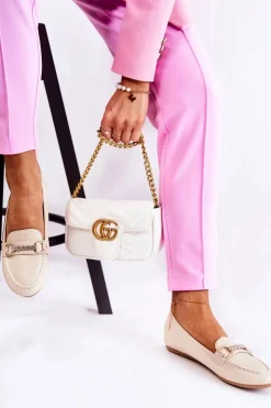 Boto Mokasyny Damskie Skórzane*Damskie Skórzane Mokasyny Beżowe Godley