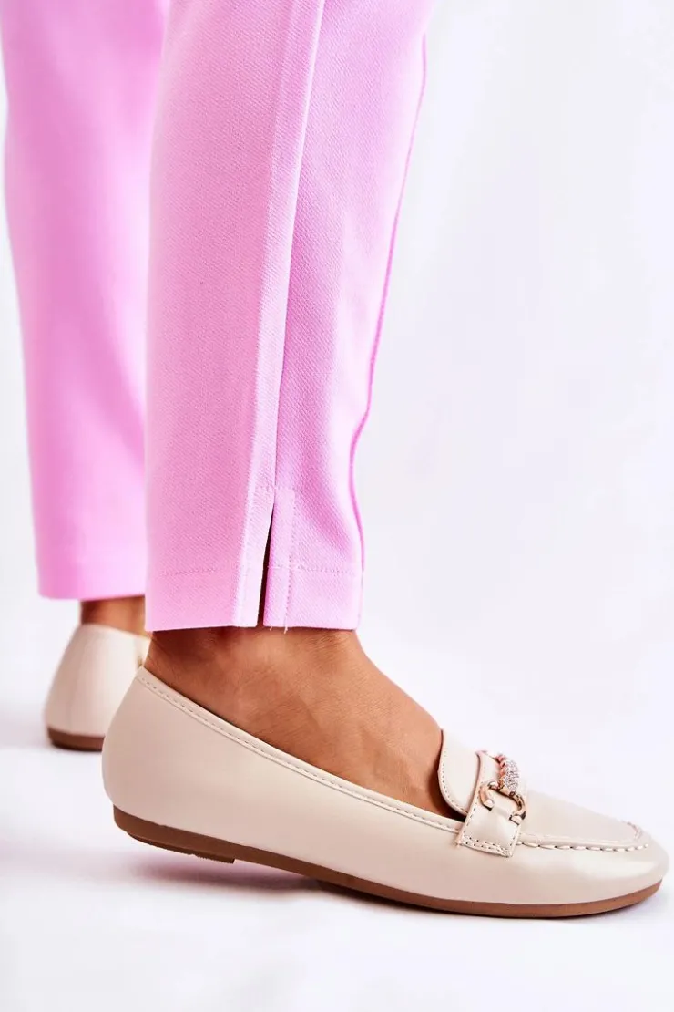 Boto Mokasyny Damskie Skórzane*Damskie Skórzane Mokasyny Beżowe Godley