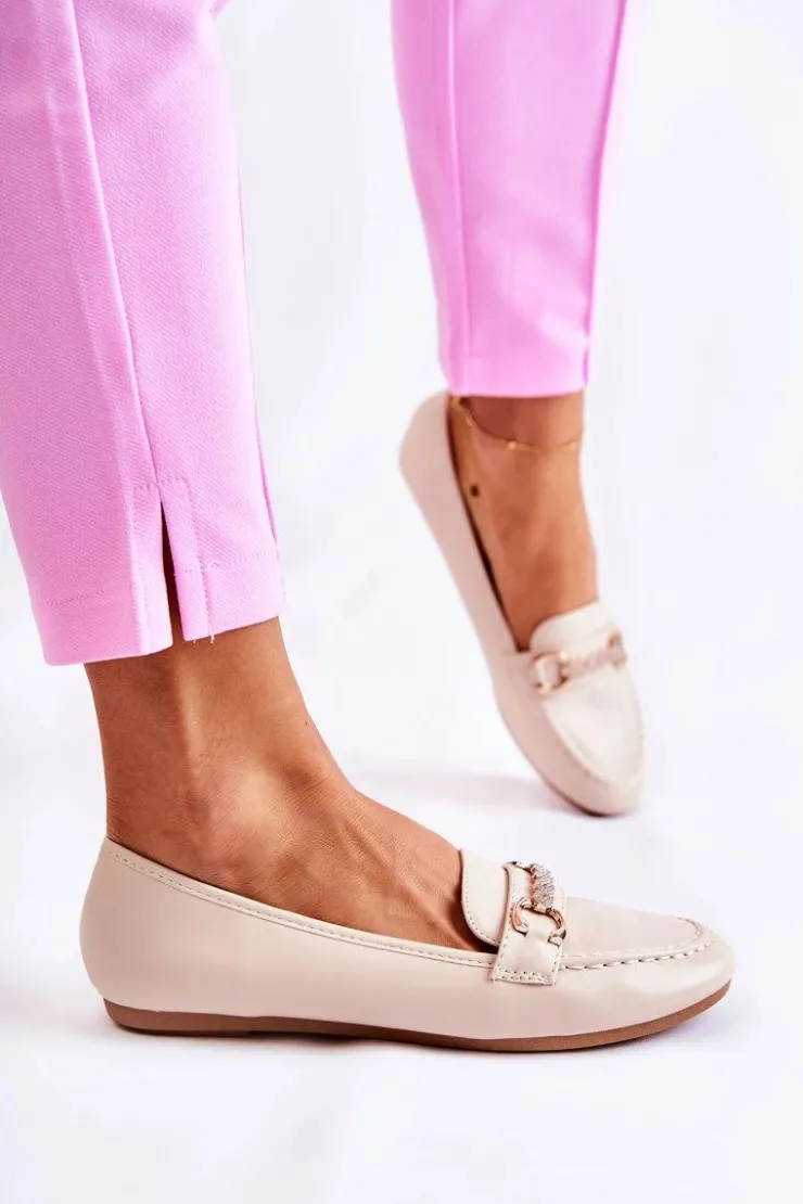 Boto Mokasyny Damskie Skórzane*Damskie Skórzane Mokasyny Beżowe Godley