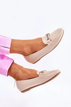 Boto Mokasyny Damskie Skórzane*Damskie Skórzane Mokasyny Beżowe Godley