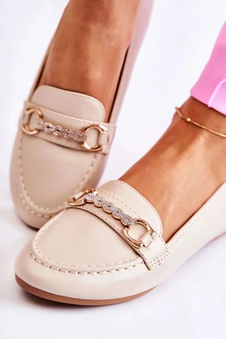 Boto Mokasyny Damskie Skórzane*Damskie Skórzane Mokasyny Beżowe Godley