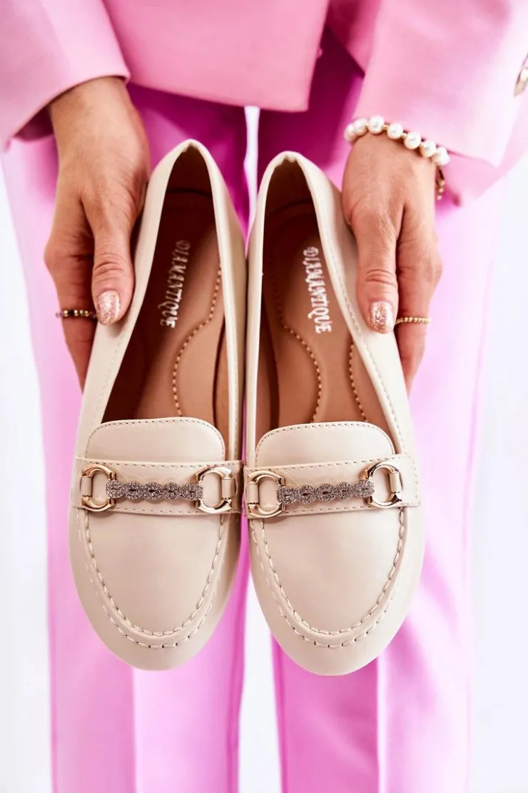 Boto Mokasyny Damskie Skórzane*Damskie Skórzane Mokasyny Beżowe Godley