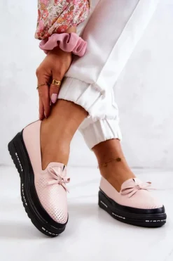 Hot Buty damskie Vinceza Damskie Skórzane Mokasyny Na Koturnie Różowe Cannes