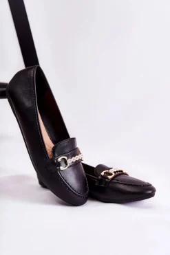 Damskie Boto Damskie Skórzane Mokasyny Czarne Godley