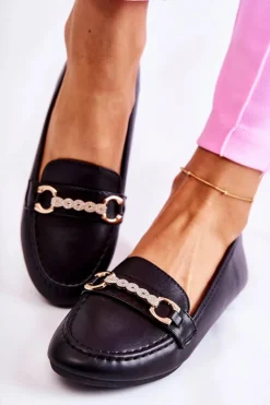 Damskie Boto Damskie Skórzane Mokasyny Czarne Godley