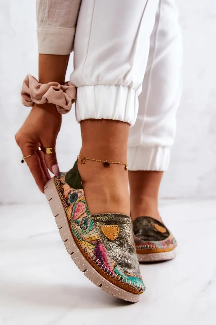 Maciejka Mokasyny Damskie Skórzane*Damskie Skórzane Mokasyny 05434-09 Zielone