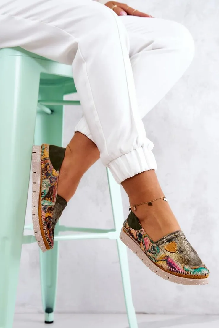 Maciejka Mokasyny Damskie Skórzane*Damskie Skórzane Mokasyny 05434-09 Zielone