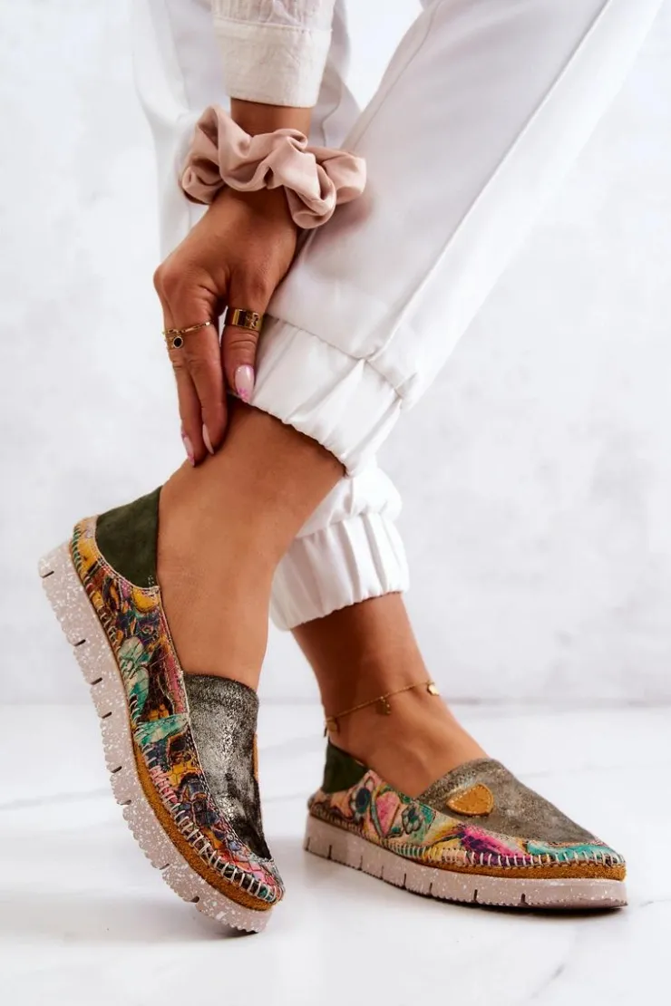 Maciejka Mokasyny Damskie Skórzane*Damskie Skórzane Mokasyny 05434-09 Zielone