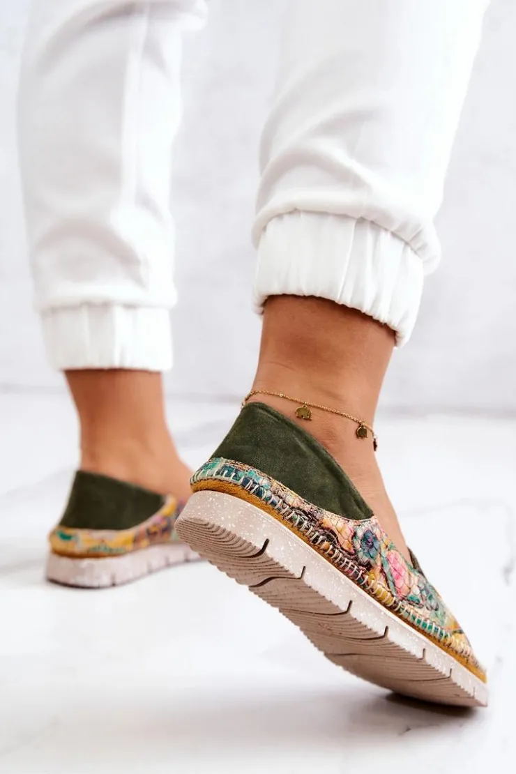 Maciejka Mokasyny Damskie Skórzane*Damskie Skórzane Mokasyny 05434-09 Zielone